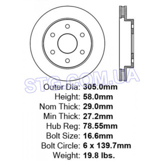Картинка Диск гальмівний PARTS MASTER 55054