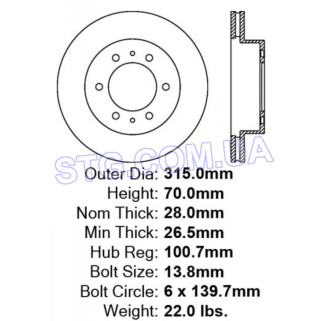 Картинка Диск гальмівний BENDIX PRT5608